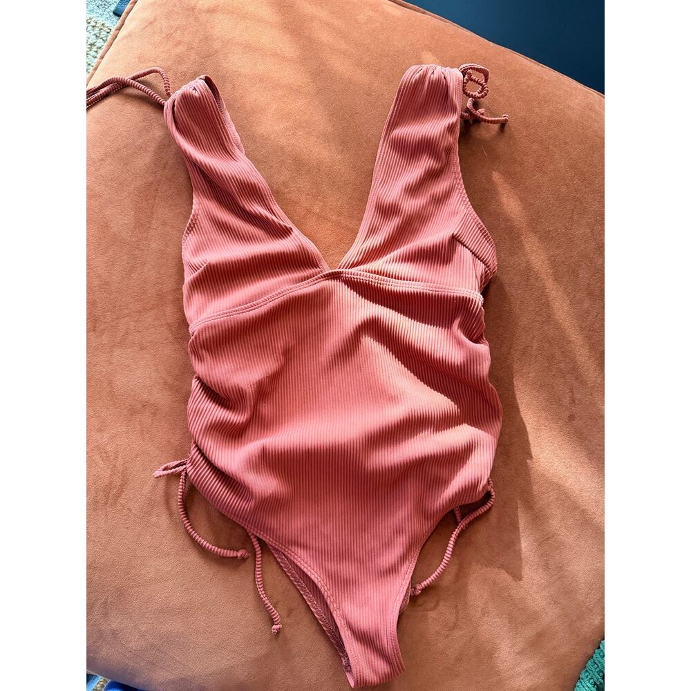 Orange Deep Plunge M one piece swimsuit EUC